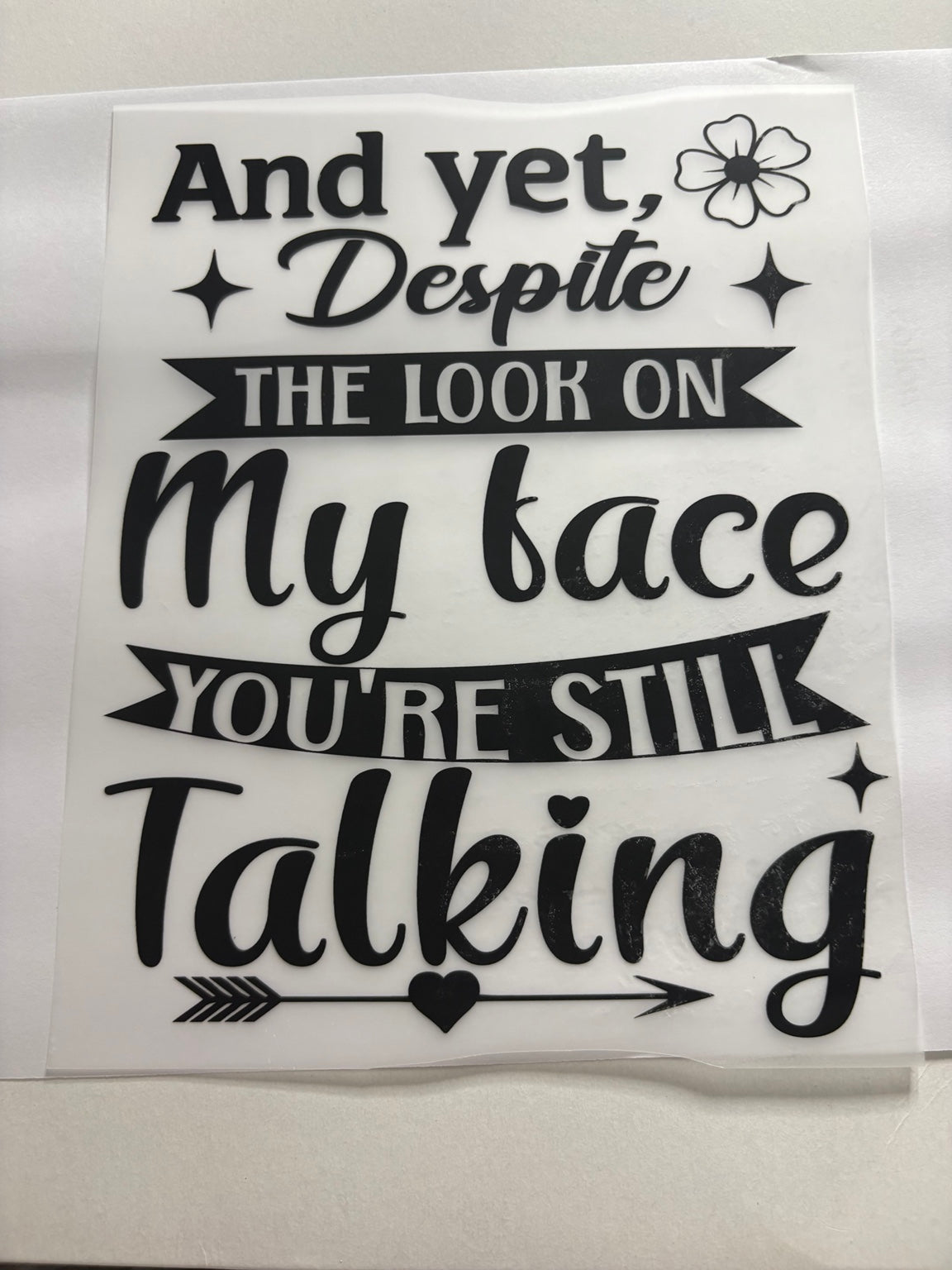 And Yet Despite the Look on My Face You're Still Talking