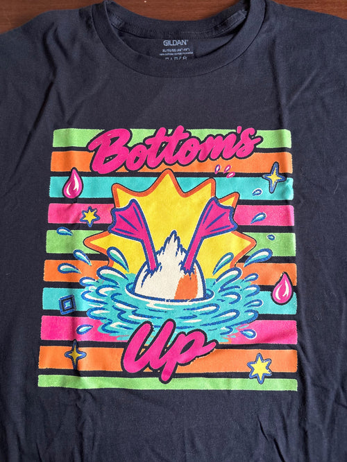 Bottoms Up Duck Gildan black XL pre-pressed T-shirt
