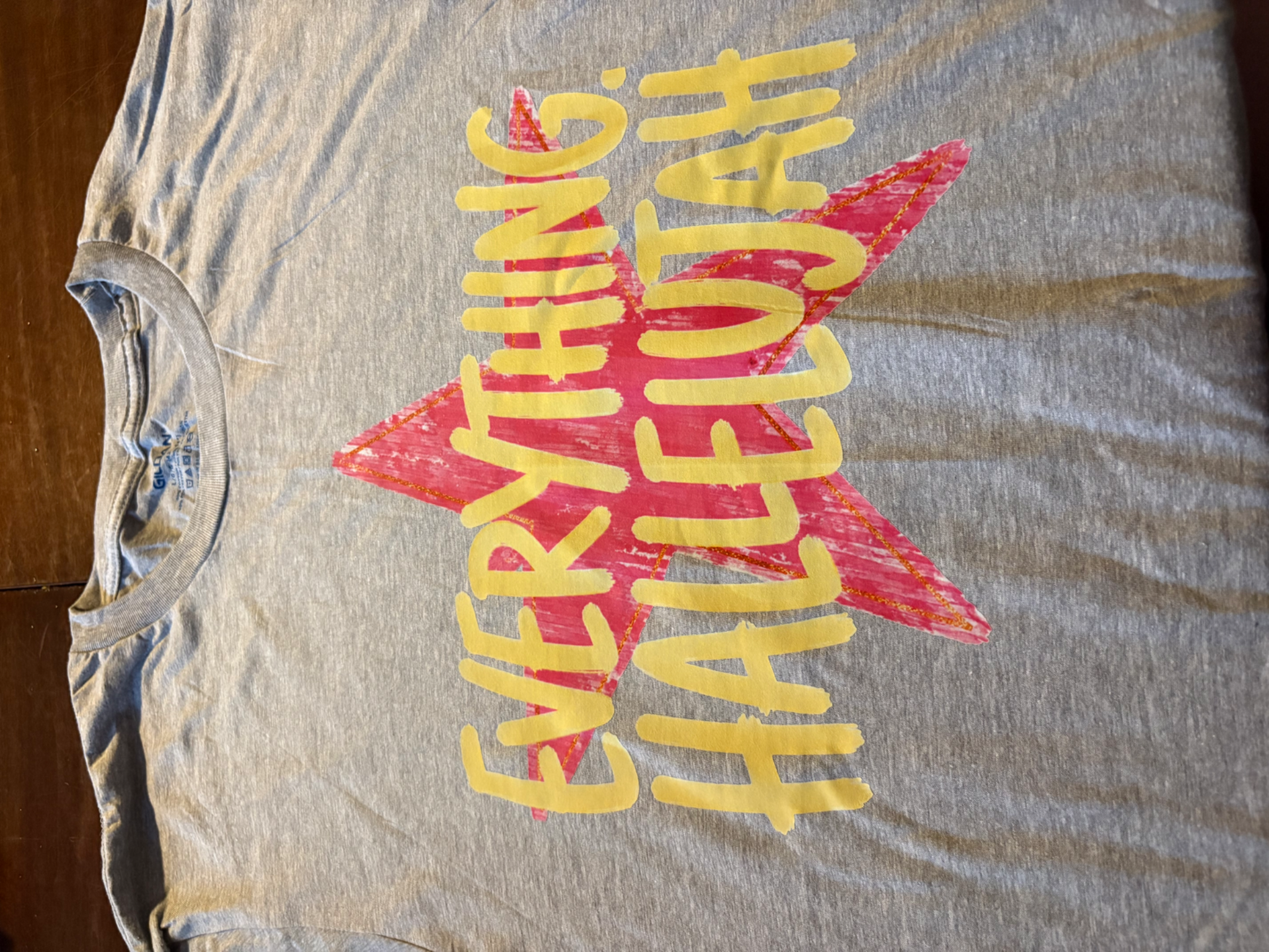 Everything Hallelujah Gildan sport gray large pre-pressed T-shirt